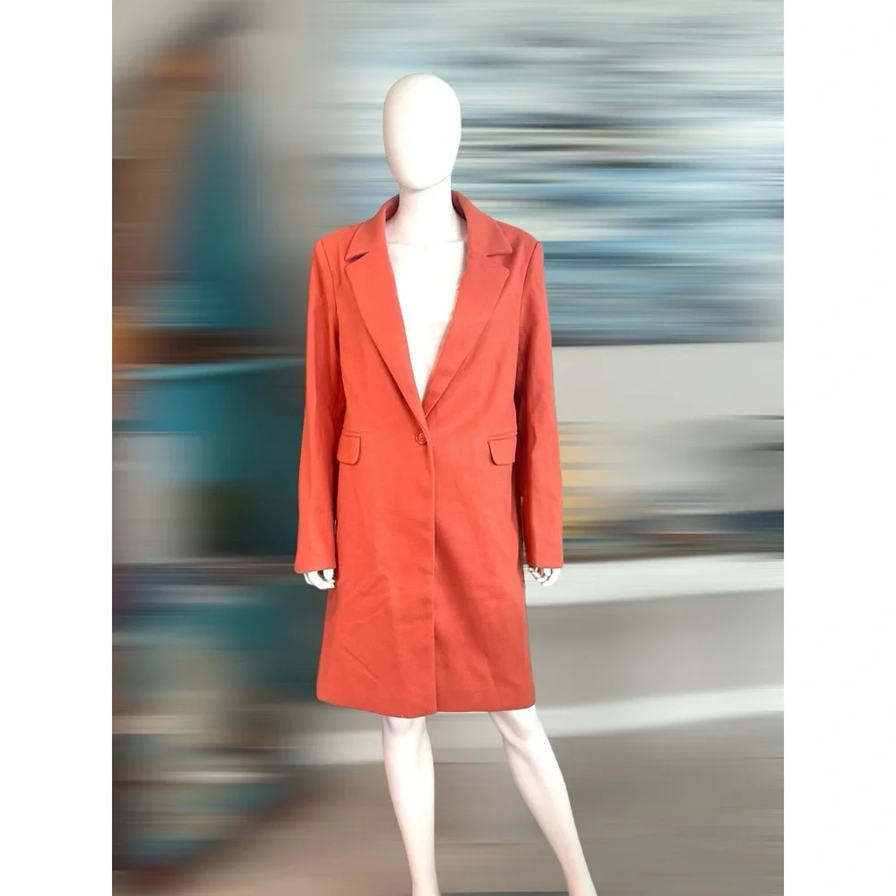 Classy coral peach button closure coat S M L - Picture 5 of 7